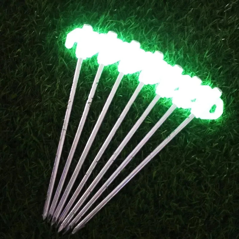 Glow-in-the-Dark Heavy Duty Tent Pegs - Set of 8