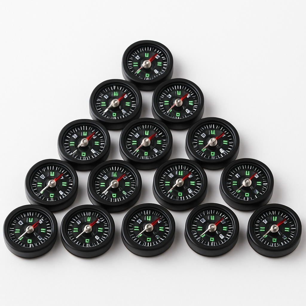 Mini Button Survival Compasses – 20 Pack